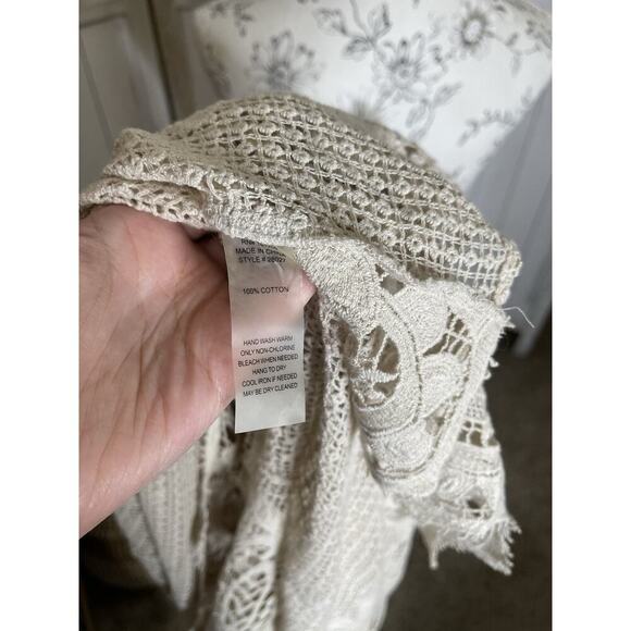 Soft Surroundings Beige Lace Longline Draped Stevie Duster Cardigan Sz Small - Picture 5 of 7
